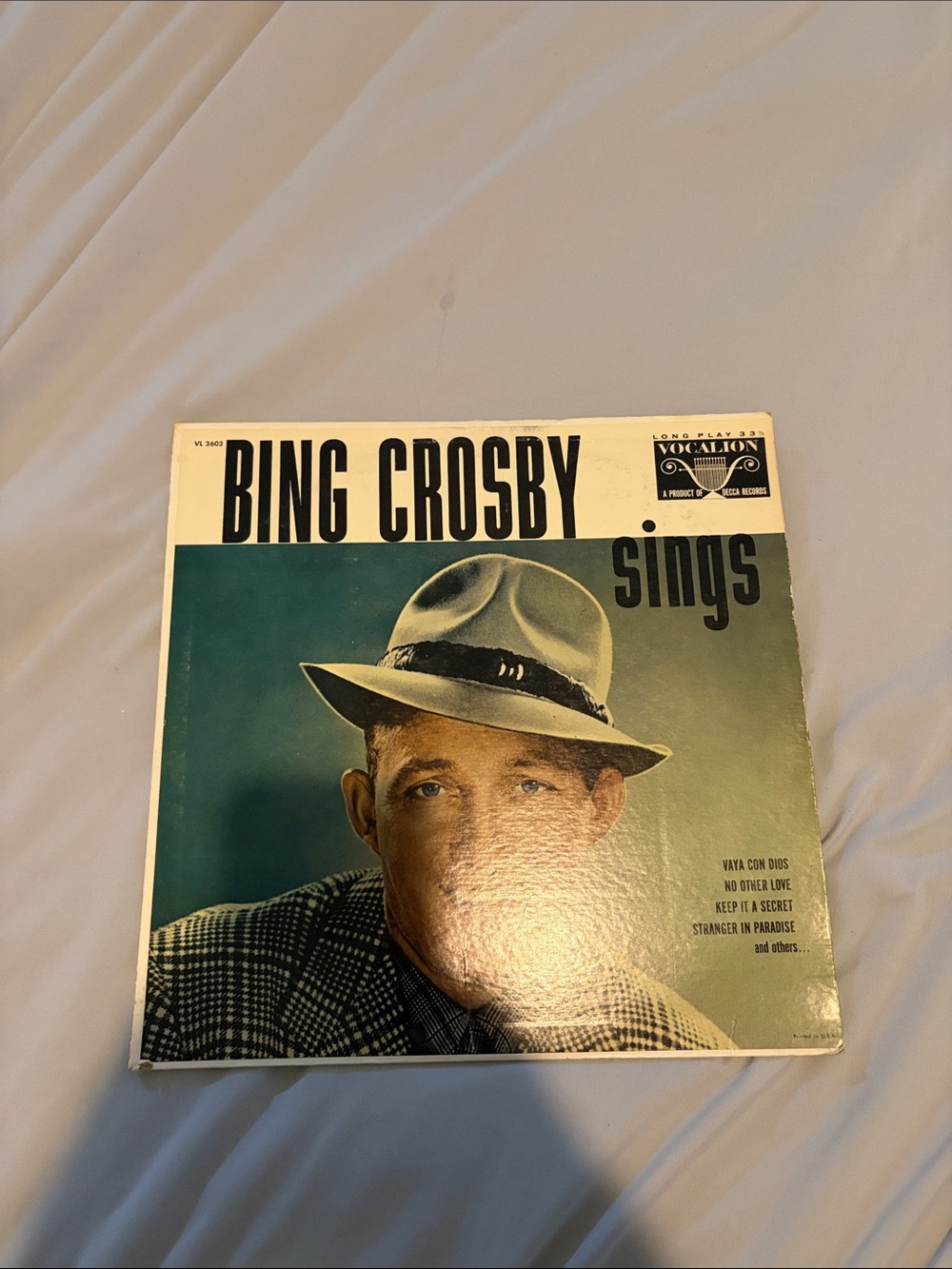 Bing Crosby Sings Vintage Vinyl LP - Teal & Cream Cover